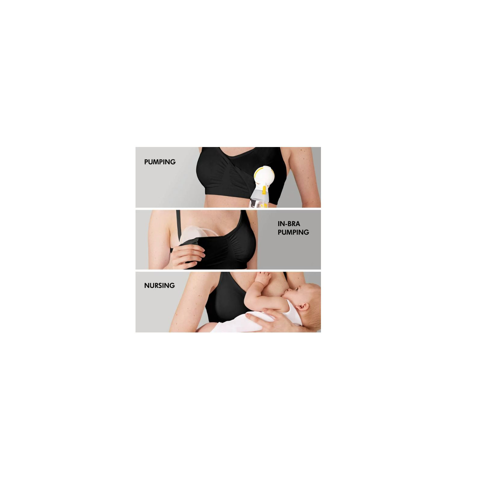 Medela 3 in 1 Nursing and Pumping Bra, Breathable, Lightweight for  Ultimate Comfort when Feeding, Electric Pumping or In-Bra Pumping, Black  Large