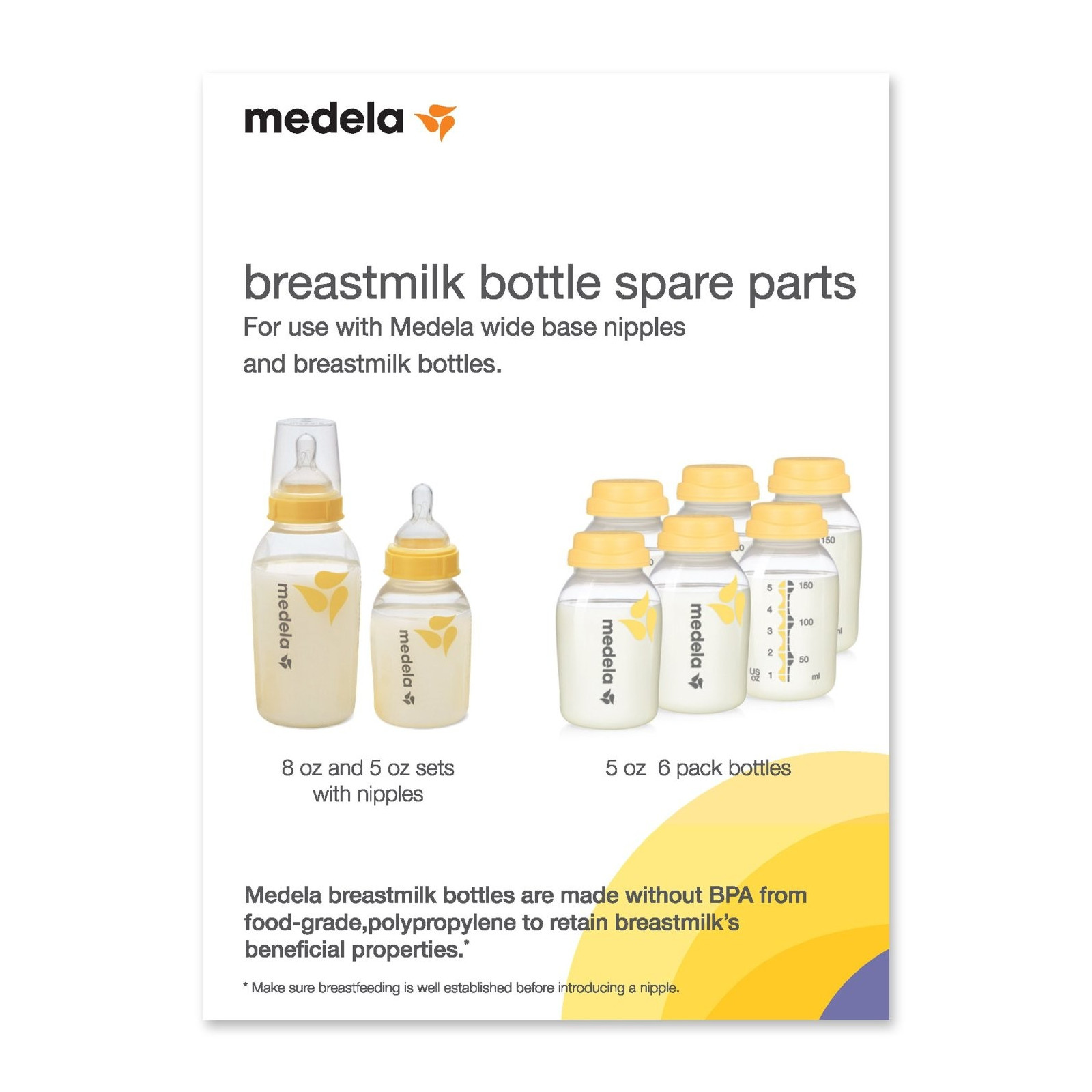 Medela Breast Milk Storage Bottles, 3 Pack of 8 Ounce Baby Bottles