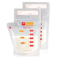 Ameda Store N Pour Breast Milk Storage Bags with Adapter, 20-Count